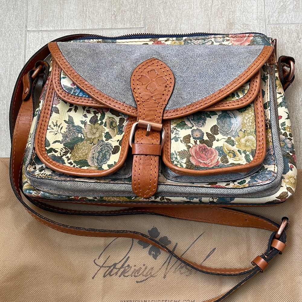 Patricia Nash Denim and Floral crossbody handbag